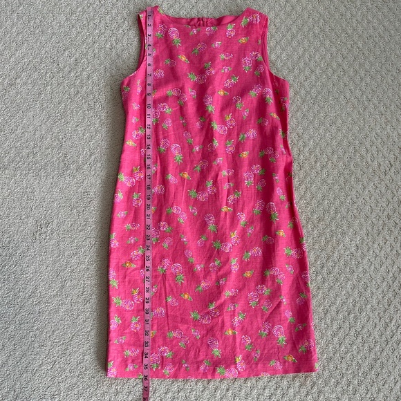 Talbots Petites Vintage Linen/Cotton Blend Shift Dress Pink Pineapple 6P Summer - Picture 12 of 13